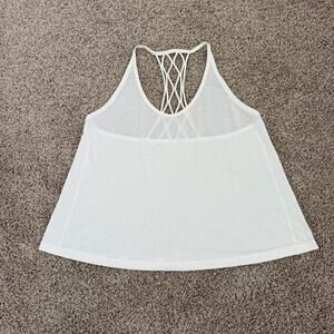 Lululemon White Tank Love Knot Lattice-Back Macrame Top Athletic Yoga Women's 12